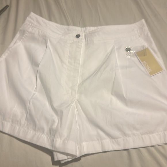 NWT Michael Michael Kors Shorts White 100% Cotton Poplin Summer High Rise - Picture 3 of 12